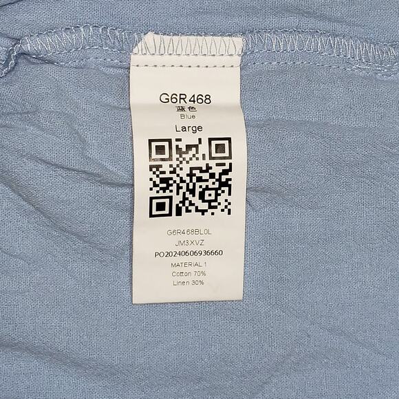 Soft Blue Linen Blend Pants Sz L Relaxed Straight Leg Breezy Cootagecore - Picture 12 of 14